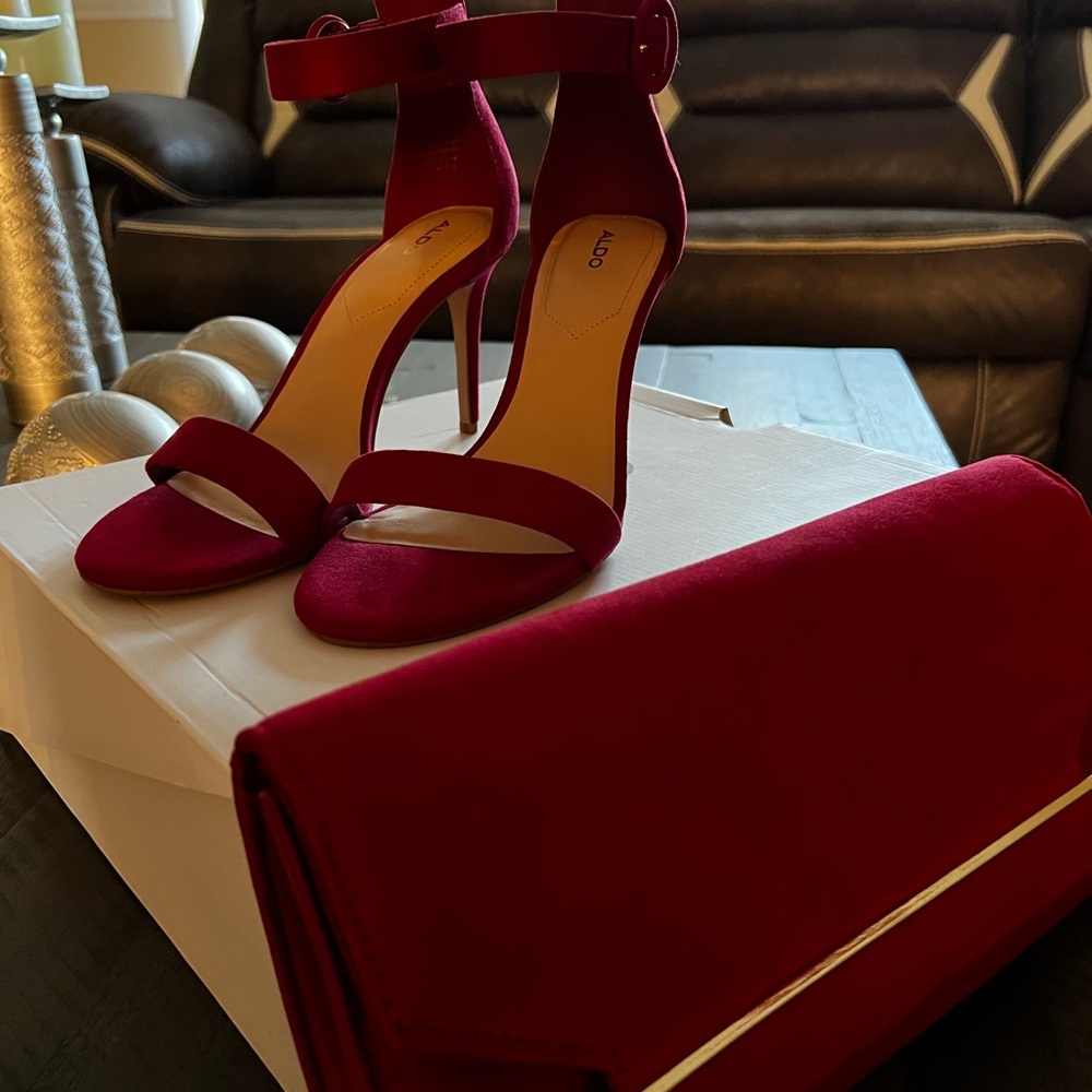 Aldo Red Heeled Sandals - Picture 2 of 7